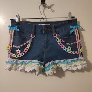Size 3 Customized Up-cycled Pastel Rainbow Shorts